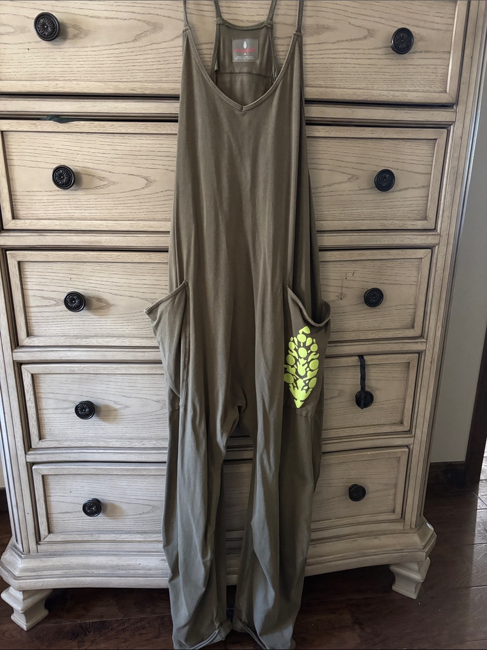 Free People FP Movement, hot shot onesie olive small with logo